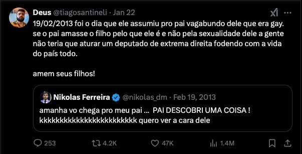 tiago santineli gay nikolas ferreira