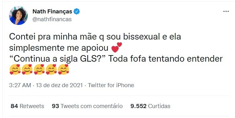 Nath Finanças se assume bissexual no Twitter